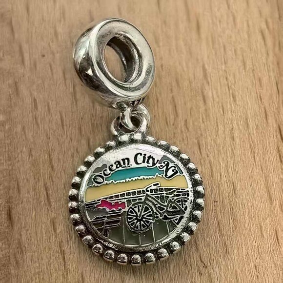 Pandora Ocean City Bike Dangle Charm, S925 Silver Bracelets - Picture 1 of 4